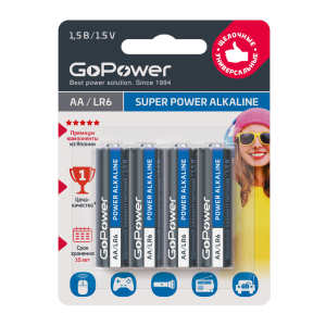 Батарейка GoPower LR6 AA BL4 Alkaline 1.5V